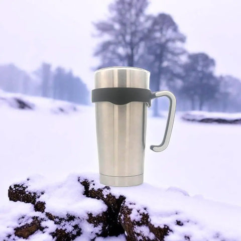 No Slip 20 Oz Tumbler Handle For Vacuum Insulated Mugs in snowy landscape