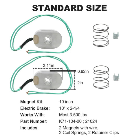 Two RALZAOTO 10-inch electric trailer brake magnets with green wire, coil springs, and retainer clips