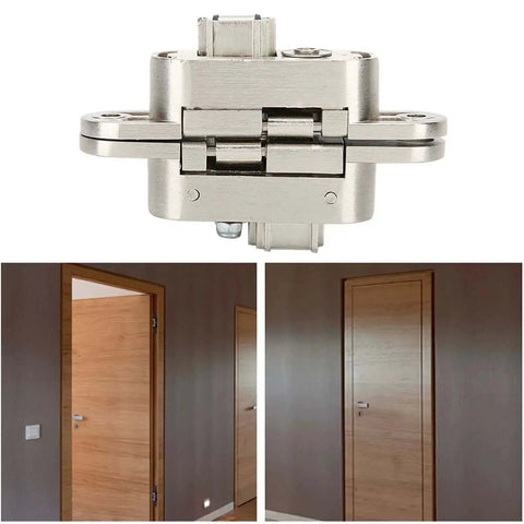Heavy Duty 3D Zinc Alloy Door Hinge With Nylon Pad For Folding Doors Cabinets And Wardrobes Adjustable Up Down Left Right Front Back 1mm Alignment 180 Degree Opening Durable Hardware Fittings displayed with door installation.