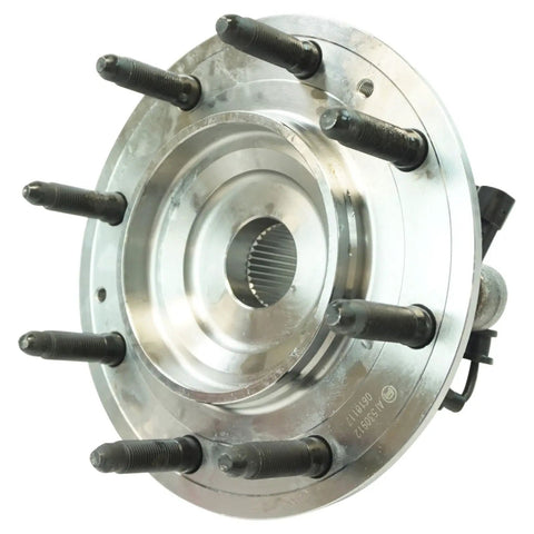 Front view of Front Left And Right Wheel Bearing And Hub Assembly Set For 4x4 SRW Chevy Silverado Sierra 2011 To 2019 2500HD 3500HD