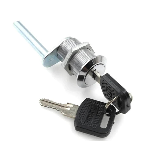 Chrome drawer cabinet lock with key, 30mm diameter, metal security for office furniture, desk home beside table, bookcase tool box