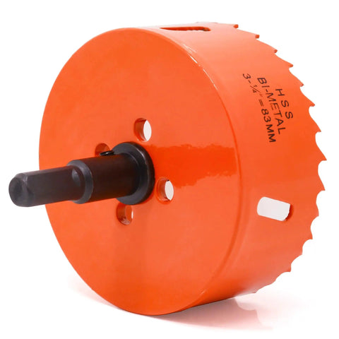 Three And A Quarter Inch Hole Saw With Arbor And Drill Bit M42 Bi Metal Cutter for quick smooth cuts in wood metal plastic drywall