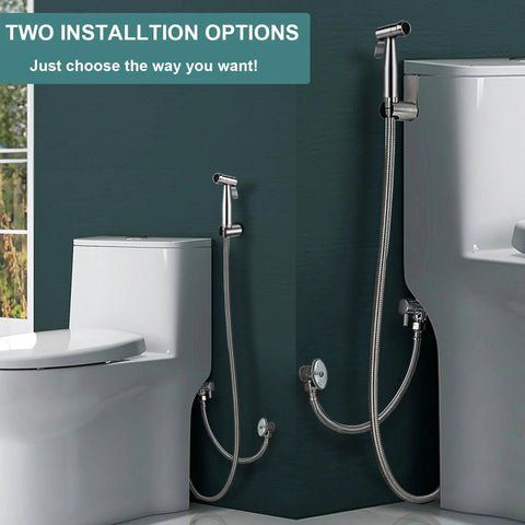 Amazon handheld bidet sprayer set, SUS304 stainless steel hose, anti-leak, high-pressure, dual-toilet install