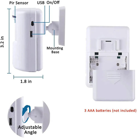 Long Range Wireless Driveway Alarm System For Home Security With Motion Sensors 4 Detectors and 2 Alarms USB on/off switch
