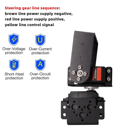 Front view of DaFuRui 5-set pan-tilt servo mount bracket with MG995/MG996R servo for robot car boat