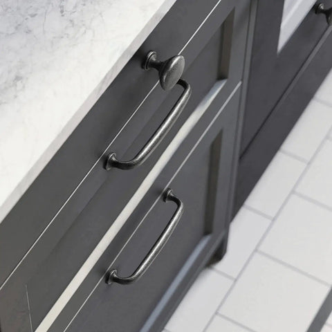 Weathered Nickel Drawer Handles Six Pack With 5.04 Inch Center To Center Antique Iron Cabinet Pulls in kitchen installation