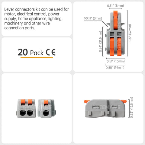 20Pcs Mini Electrical Wire Connectors For DIY Splicing Into 4 6 8 9 10 Way Butt Terminal Blocks One In Two Out Nylon Insulated