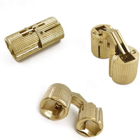 Hidden Brass Barrel Cabinet Hinges Set For Cabinets And Furniture Concealed 180 Degree Opening 6 Pack 10mm Barrels