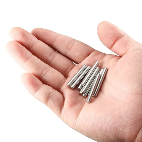 4x30mm 304 Stainless Steel Dowel Pins 10 Pack held in hand for size reference