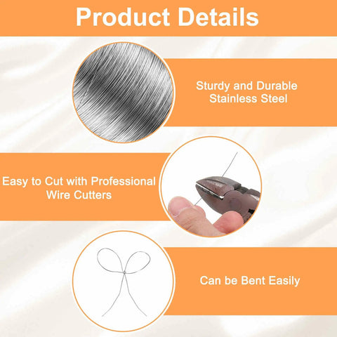 Close-up of Stainless Steel Craft Wire 0.2mm 328ft 32 Gauge Tarnish Resistant showcasing durability and ease of use for jewelry making.