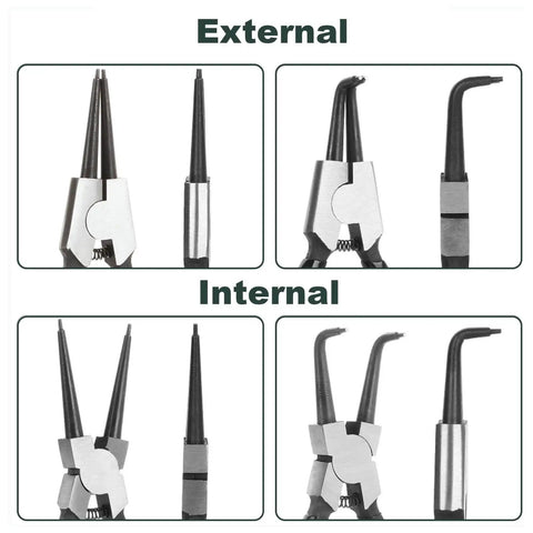 4 Pack 9 Inch Snap Ring Pliers Set Beefy Heavy Duty Internal External Circlip Pliers Kit With Straight And Bent Jaw Spring Loaded