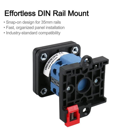 Heavy Duty 20A 660V 2 Pole Changeover Switch With 3 Position Rotary Selector For Motor Reversing And Generator Dual Section Eight Terminal Layout 35mm DIN Rail Mount SZW26 20 D2022 B11R, rear view on white background.