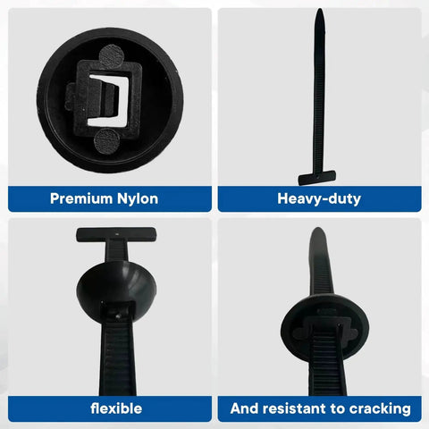 100 Pack Nylon Cable Tie Buckles Heavy Duty Snap Fit Zip Ties With Button Lock UV Resistant for automotive and home use