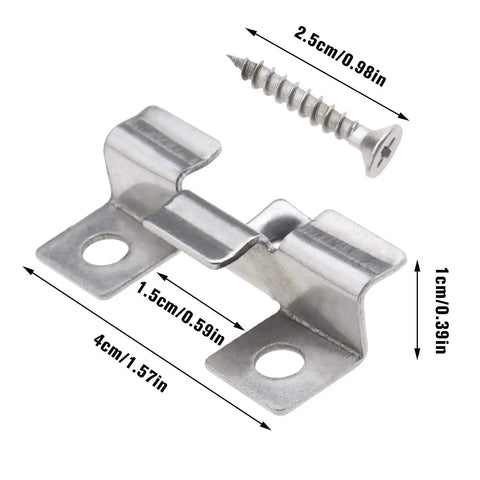 100 Pieces Decking Hidden Spacer Fasteners Board Clips With Self Tapping Screws Stainless Steel DIY Hardware with measurements