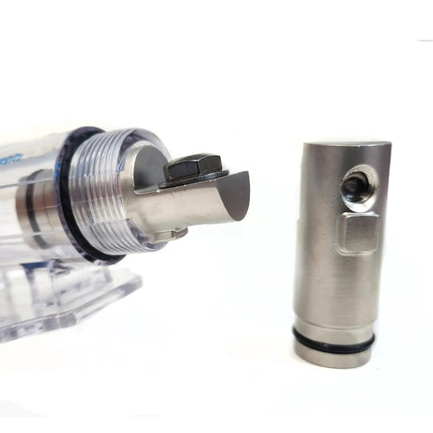 Close-up of Inline Waterproof ANL Fuse Holder For 0 2 And 4 Gauge Wires High Current Fuse Block showing connection parts
