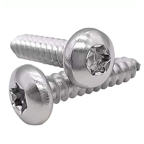 Close-up of Torx pan head screws from 125 Piece Torx Pan Head Stainless Wood Screws Set With T20 Bit M4 X 16 20 25 30 40 mm 304 Stainless Steel