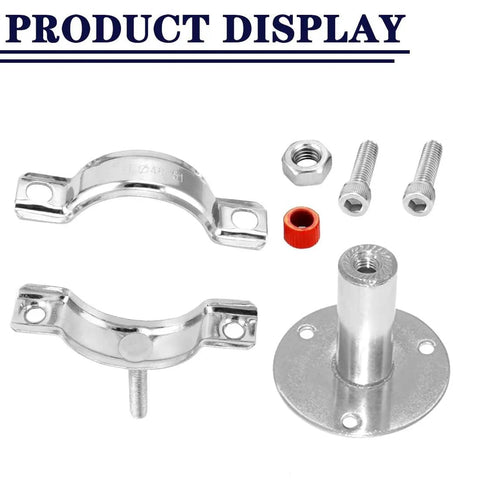 Stainless Steel Wall And Ceiling Pipe Support Brackets Set 2-Pack Adjustable Clamp Mounts with screws and expansion tubes