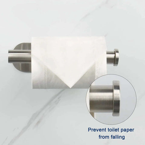 Side view of Premium Thickened Stainless Steel Self Adhesive Toilet Paper Holder Rustproof No Drill Needed Brushed Nickel Finish