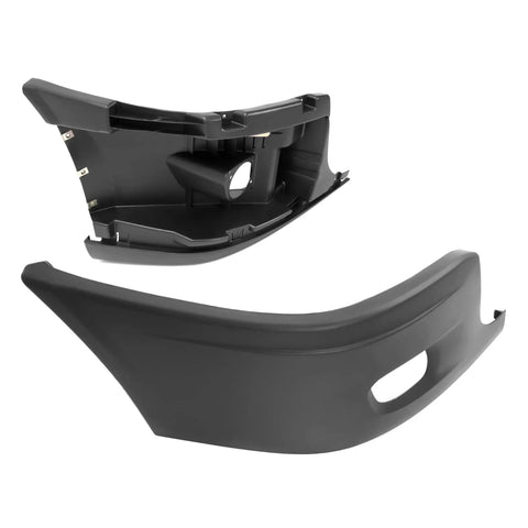 Front Passenger Bumper End Cap Reinforcement for Cascadia Fog Light Holes, showing parts with fog light accommodation.