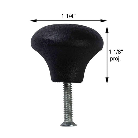 Dark Wrought Iron Cabinet Knobs 1.25 Inch Round Drawer Knobs With Mounting Hardware Black Powder Coated Antique Textured Finish