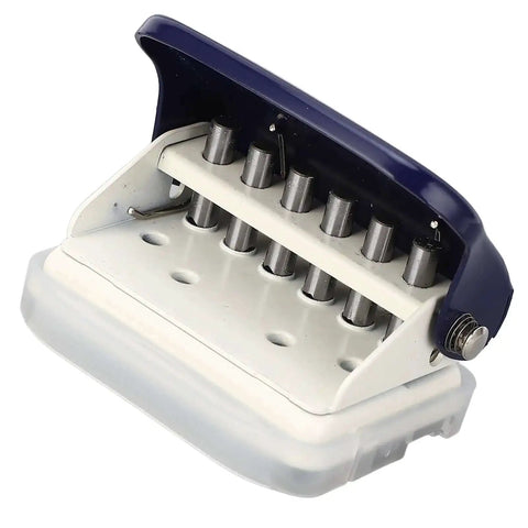 6 Hole Punch For A4 A5 B5 Loose Leaf Notebooks And Scrapbooks, metal circle paper puncher with 5 sheet capacity, open view