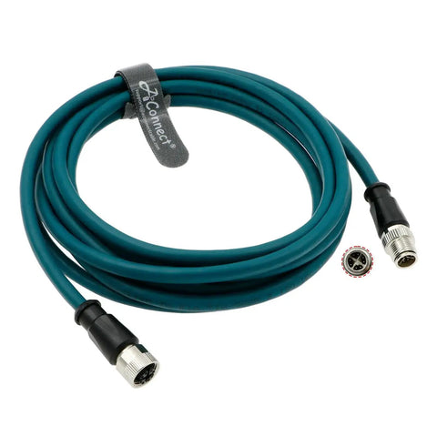 Coiled M12 X Code 8 Pin Male To Female Industrial Sensor Connector Cable Waterproof Shielded High Flex 2 Meter Length for Cognex