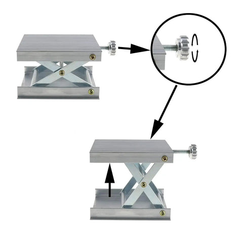 Adjustable Aluminum Alloy Lab Lifter Rack Stand For Meters And Measurement Tools showing side view and height adjustment dial
