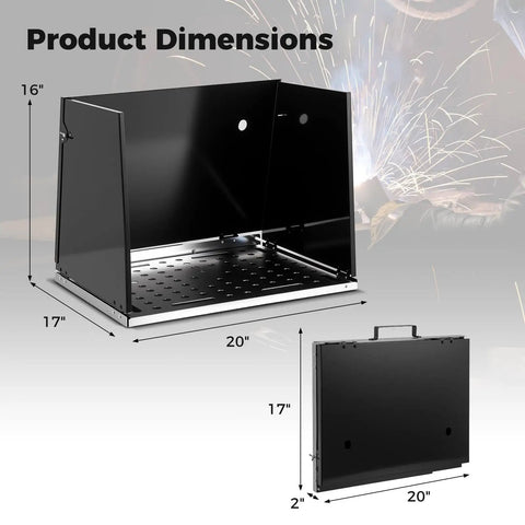 Folding Welding Table With Carry Handle Pro Grade Build, 17 By 20 Inch Portable Galvanized Metal Work Table With 3 Protective Panels