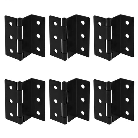 Six Pack GBGS Half Surface Chest Hinges in Black for 1 Inch Thick Doors, 3 Inch High Offset Hinges displayed front view