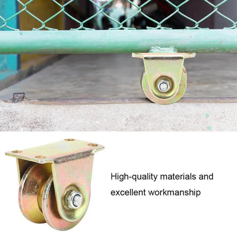 Beefy 45 Steel V Track Sliding Gate Rollers Set Heavy Duty Industrial Gate Guide Wheels under metal gate for smooth glide