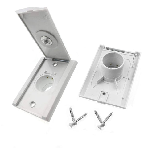 Central vacuum inlet valve covers, white plastic, full door, 2-pack with screws