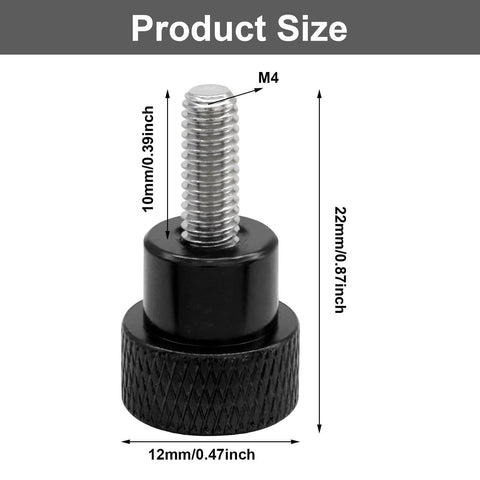 Image of Six Pack M4 X 10Mm Knurled Thumb Screws With Knurled Grip Round Flat Head Clamping Knobs, showing product dimensions.