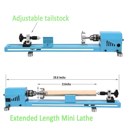 Mini Wood Lathe Machine Multi Purpose Upgraded And Lengthened Processing Diameter Two Inch Eleven Inch extended view