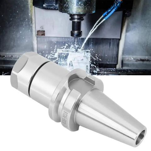 ER20 70 Collet Tool Holder for CNC lathe and milling, 40Cr alloy steel, shown in industrial machining setup with CNC in background.