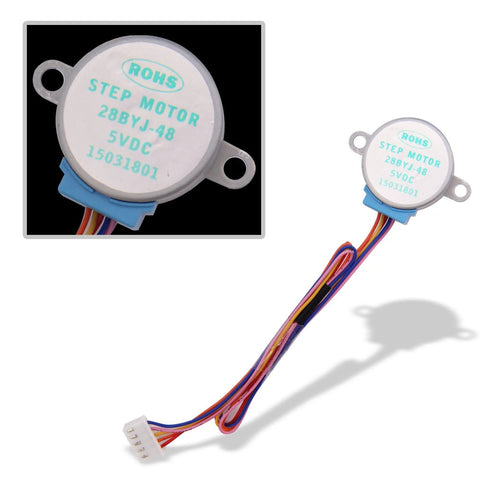 28BYJ-48 5V stepper motor with multicolored wire harness and blue connector