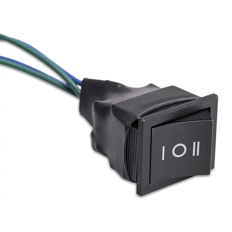 Beefy 1200W PWM DC Motor Speed Controller switch, used for brush motors 9V-60V, featuring on/off symbols and attached wiring.