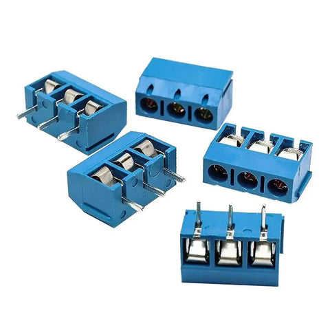 60 Pieces 5mm Pitch 2 Pin And 3 Pin PCB Mount Screw Terminal Block Connectors for Arduino in blue, various views shown