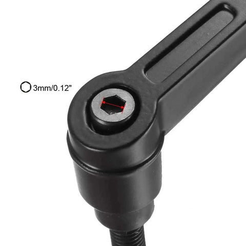 Close-up of M6 50mm Adjustable Clamping Lever With Push Button Ratchet And Locking Lever Standard M6 1mm Pitch.