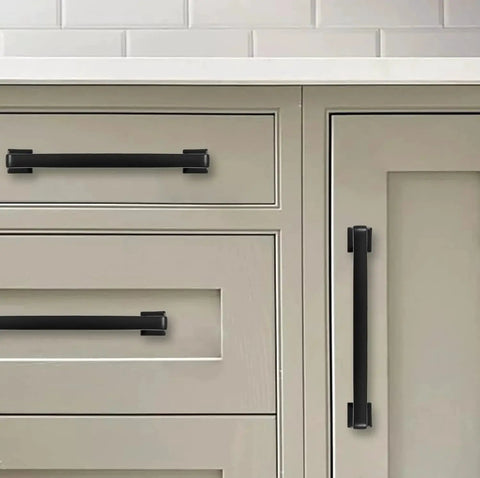 Matte Black Cabinet Pulls 10 Pack 5 Inch Hole Centers Straight Bar Handles For Cabinets And Drawers Kitchen Hardware installed