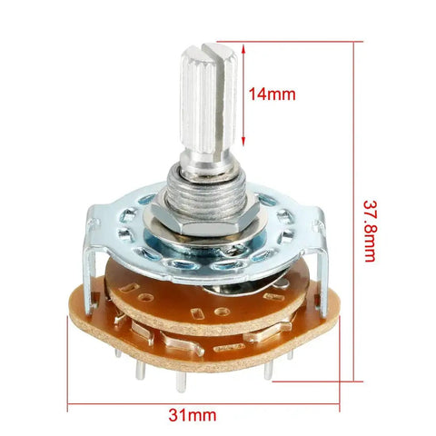 12 Pin 2 Pole 5 Position Band Selector Rotary Switch Single Deck Pack Of 2 For Radio, TV And Industrial Equipment 9mm Thread