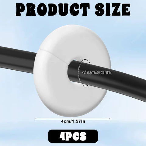 Thinp white wall cable grommets, 4-pack for routing cables through walls or furniture; 4 cm outer, 1 cm inner hole
