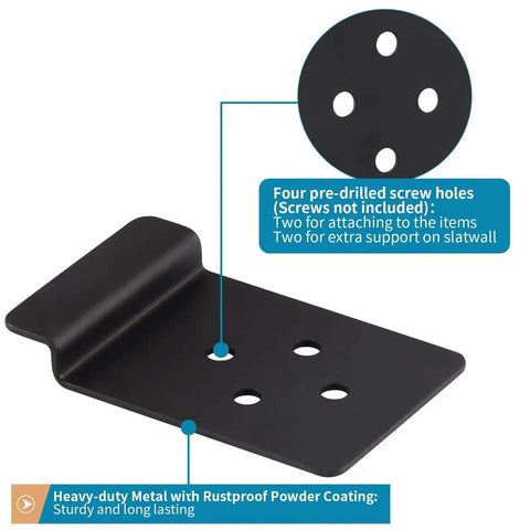 Slatwall Metal Plate Mount Backplate For Slatwall Panels Built Tough Heavy Duty Slat Wall Mounting Adapter with pre-drilled holes