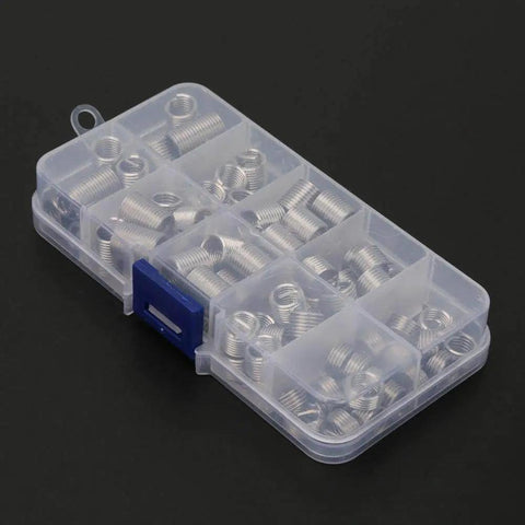 Stainless Steel Spiral Threaded Inserts Kit For M8x1.25 Helical Thread Insertion, 80 Piece Set in transparent plastic case