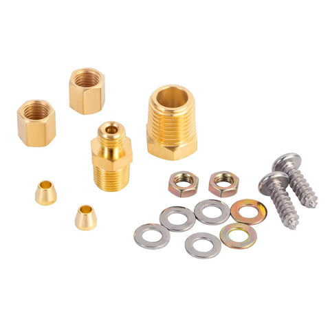 Adapter fittings from 7-153 Precision Mechanical Oil Pressure Gauge Kit Universal Fit With Chrome And Black Housing