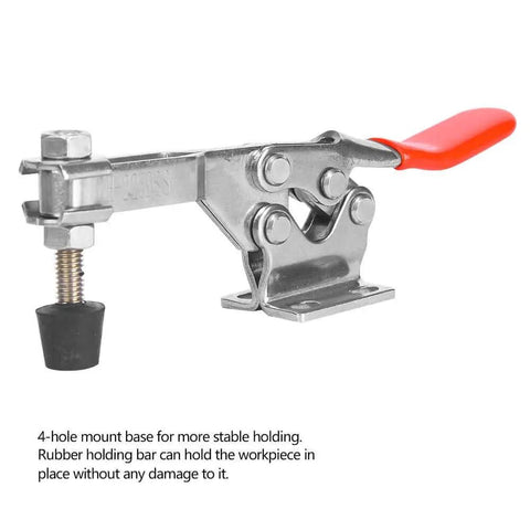 304 Stainless Steel Toggle Clamp, Beast Mode Heavy Duty 280Kg Clamping Force For Welding Fixtures And Woodworking Jigs, Quick Release Horizontal Clamp With 4 Hole Base And Rubber Pad, Rust Resistant, Built For Real World Shops