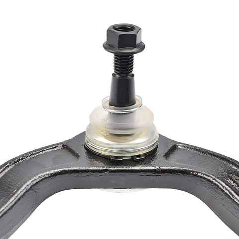 Close-up of Beefed Up Front Upper Control Arm With Ball Joints Replacement Kit for Chevy, showing metal joint and screw.