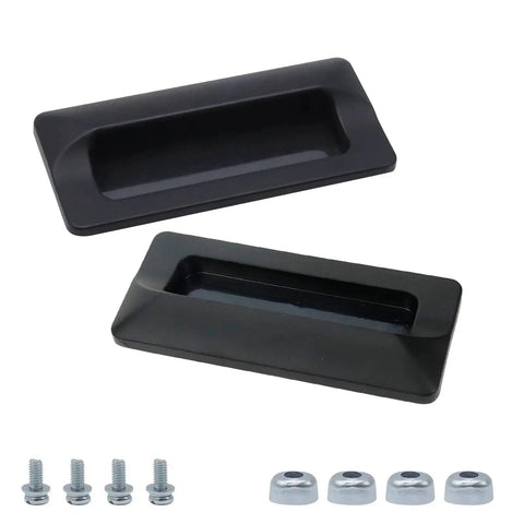 2 Pack Concealed Recessed Pull Handles Square Flush Hidden For Doors Drawers Cabinets Zinc Alloy Matte Black 4 X 2 Inch with screws