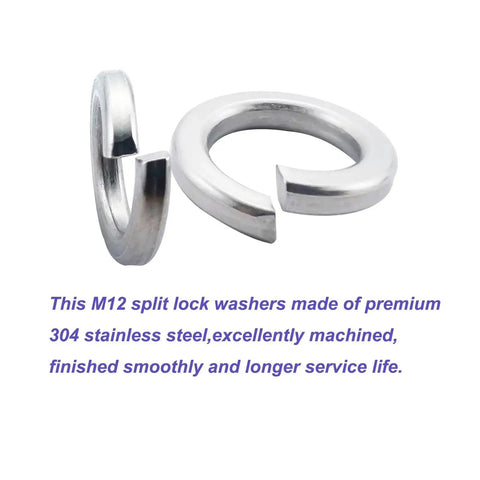 M12 Split Lock Washer 25 Pack 304 Stainless Steel 18 8 Spring Lock Washers for hardware fittings