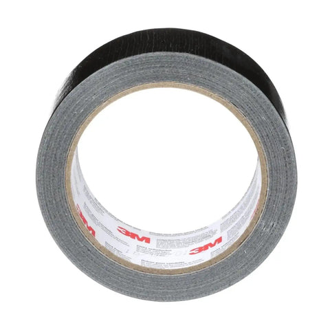 Black Duct Tape 1.88 Inch By 20 Yard Roll For Indoor And Outdoor Use, showing top view of the roll with adhesive side visible.