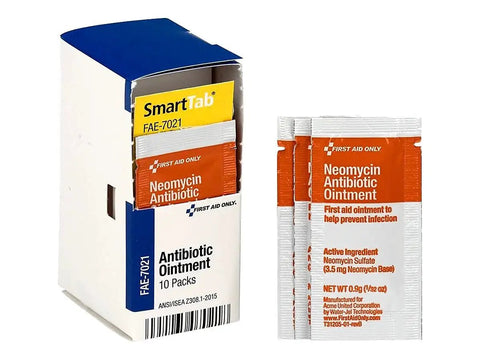 SmartCompliance Refill Antibiotic Ointment Packets For Minor Cuts Scrapes And Burns 10 Count By First Aid Only with packaging visible